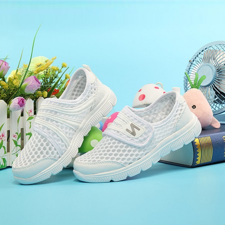 Summer Students New Children's Mesh Single Breathable Sports Shoes White